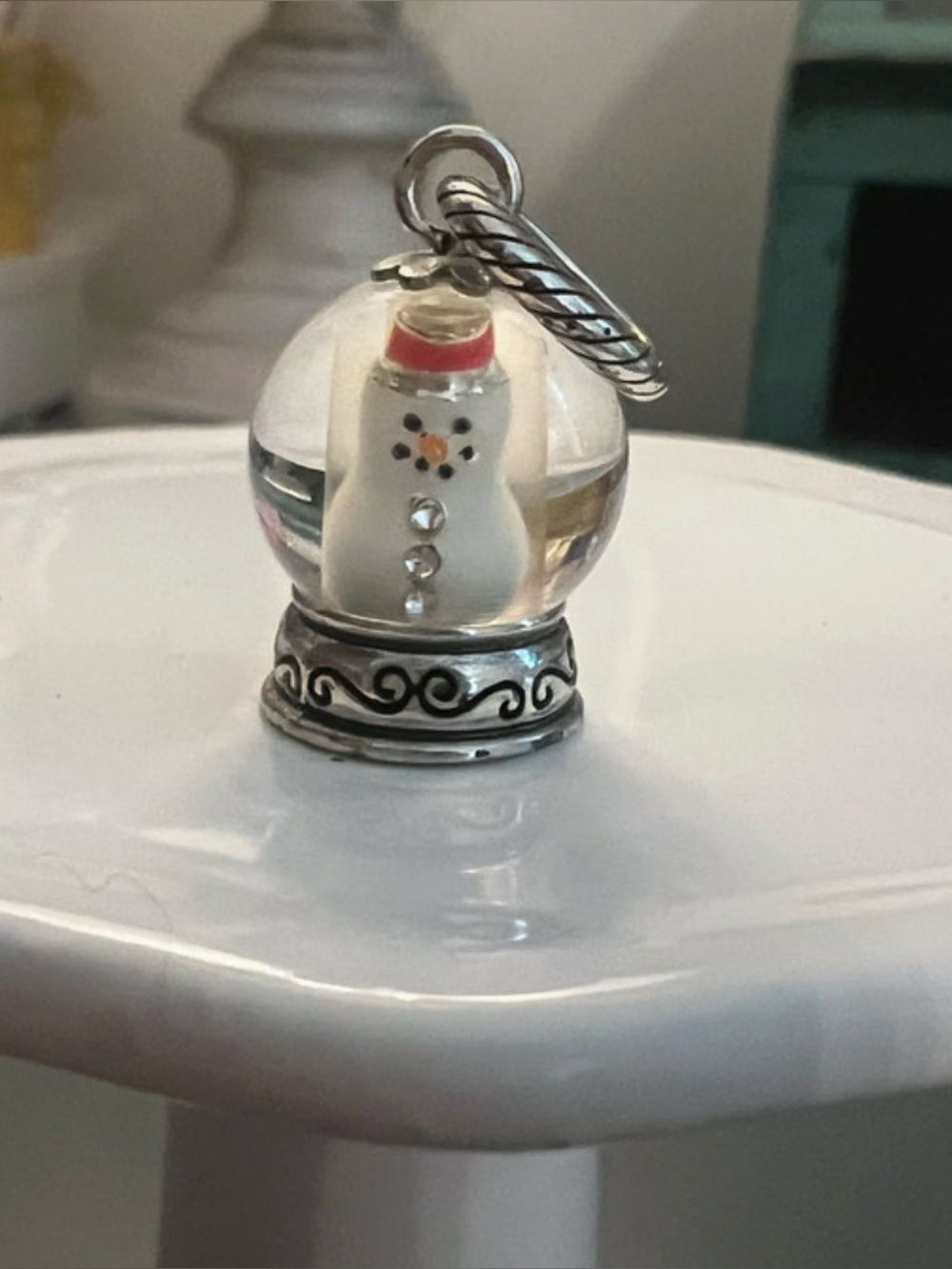Brighton Snowglobe Frosty The Snowman Snow Globe Holiday Silver Pendant Charm